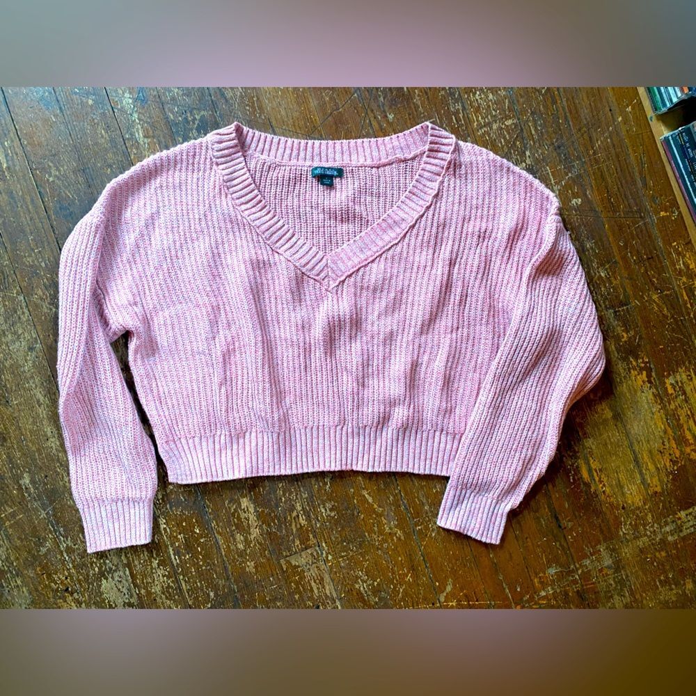 Wild Fable Pink Cropped Longsleeve Sweater Size LG